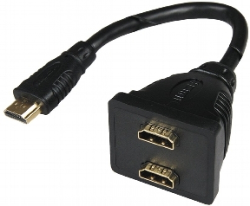 HDMI Y-Adapter /Verteiler 1x HDMI-Stecker >2x HD 1xHDMI-Stecker >2xHDMI-Kupplung 